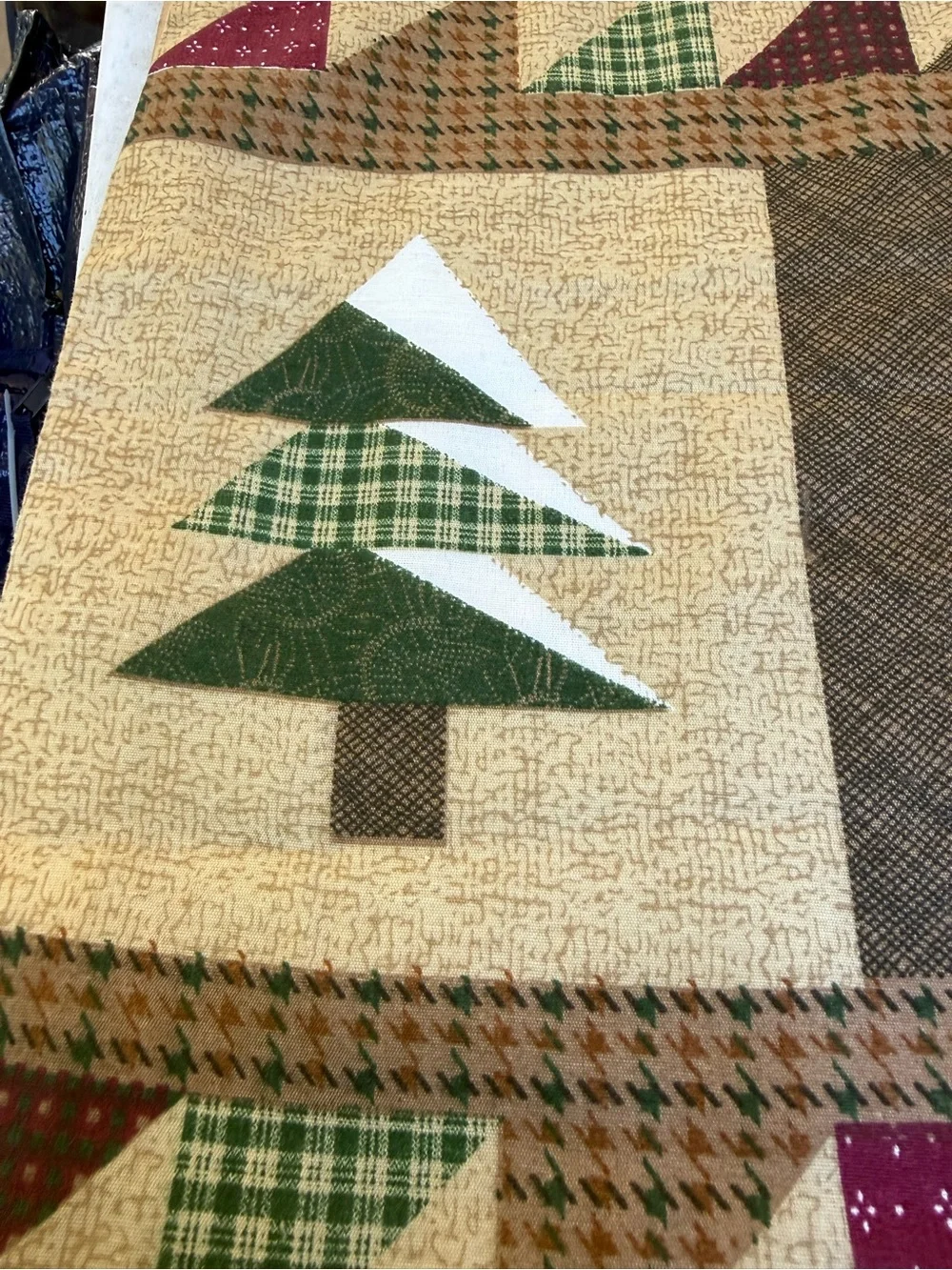 Quilt Print Valance Pine Tree Oak Leaf Cabin Lodge Rustic Country 60x18